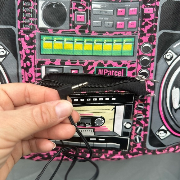 Vintage 80’s Pink Leopard Boombox Tote bag, working speaker, bag only - Picture 2 of 13